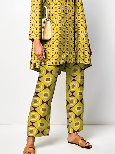 

Geometric Urban Loose Fashion Straight Pants, Yellow, Pants