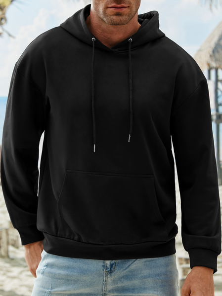

Men's Plain Casual Hoodie, Black, Hoodies&Sweatshirts