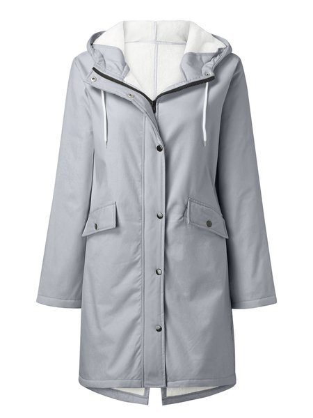 

Plain Loose Casual Trench Coat, Gray, Jackets