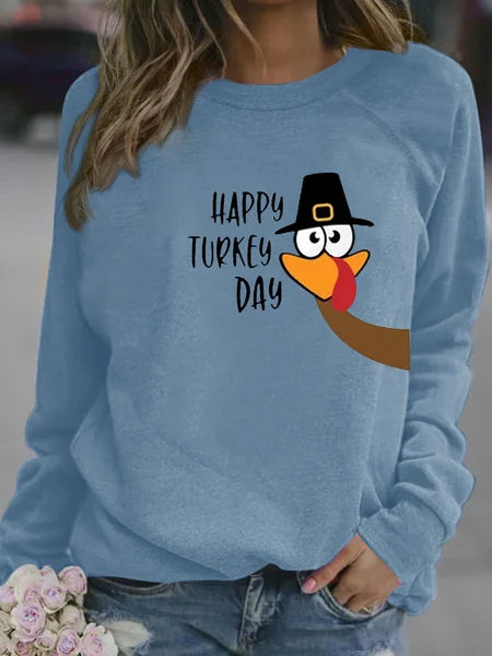 

Women's funny Gobble Gobble Thanksgiving Casual Crew Neck Sweatshirt, Light blue, Hoodies&Sweatshirts