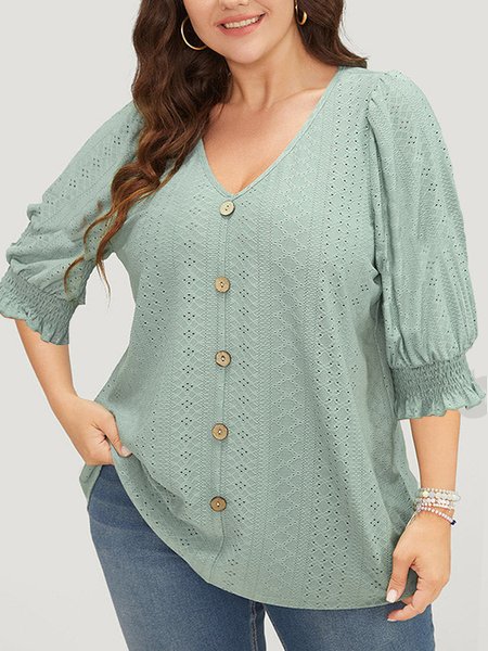 

Casual Regular Fit V Neck Plain Shirt, Green, Shirts & Blouses