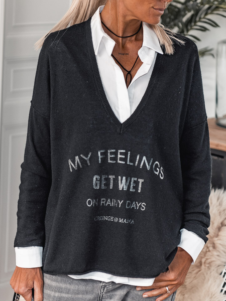 

Casual Shirt Collar Text Letters Regular Fit Shirt, Black, Shirts & Blouses