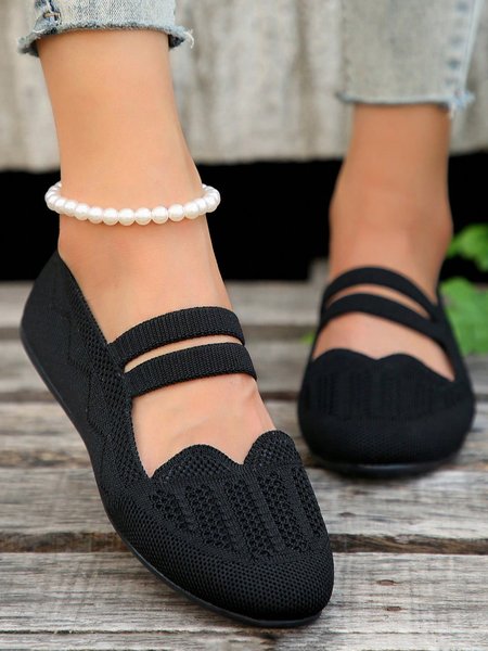 

Women Minimalist Breathable Mesh Casual Mary Jane Shoes, Black, Flats