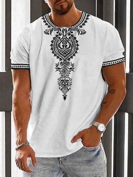 

Casual Ethnic Short Sleeve T-Shirt, Color23, T-Shirts