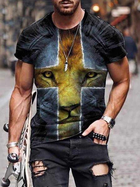 

Casual Abstract Crew Neck Short Sleeve T-Shirt, Yellow, T-Shirts