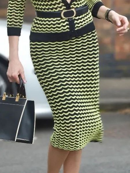 

Chevron Urban High Waist Regular Fit Skirt, Green, Skirts