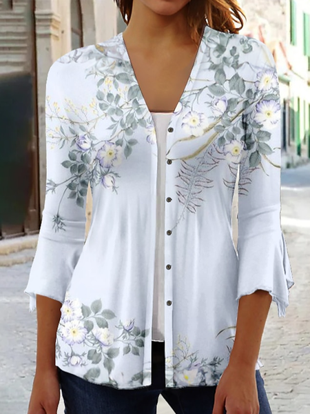 

V Neck Regular Fit Casual Kimono, Light blue, Cardigans