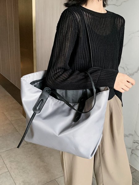 

Oxford Tarpaulin Large Capacity Tote Bag, Gray, Women's Bags