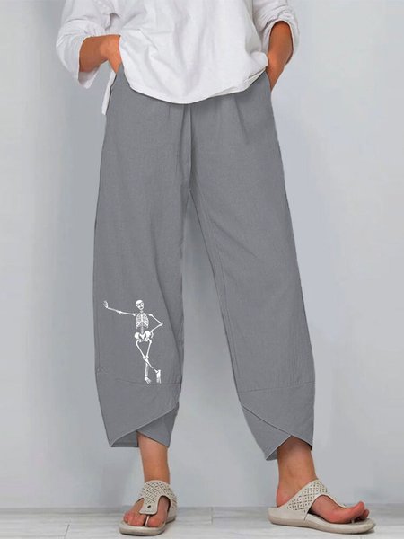

Casual Plain Regular Fit Pants, Gray, Pants