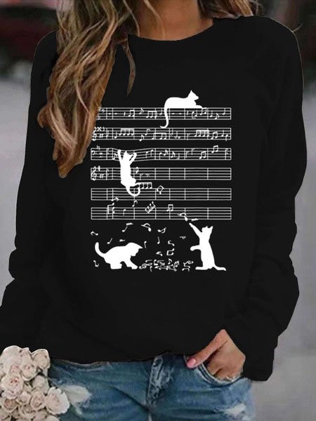 

Casual Crew Neck Sweatshirt, Black, Hoodies&Sweatshirts