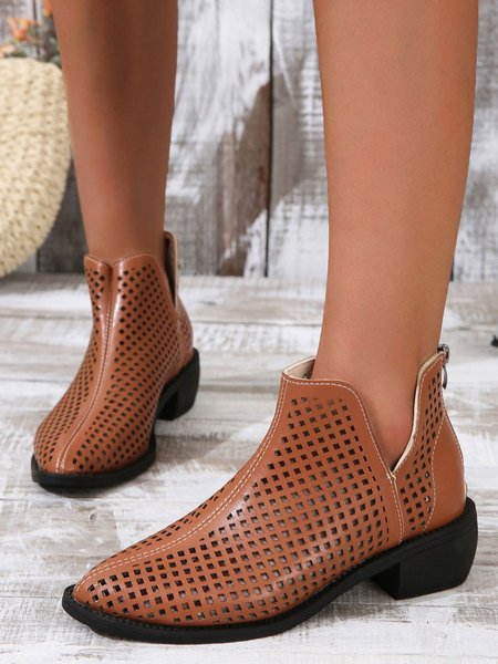 

Cutout Casual Sandal Ankle Boots, Brown, Boots