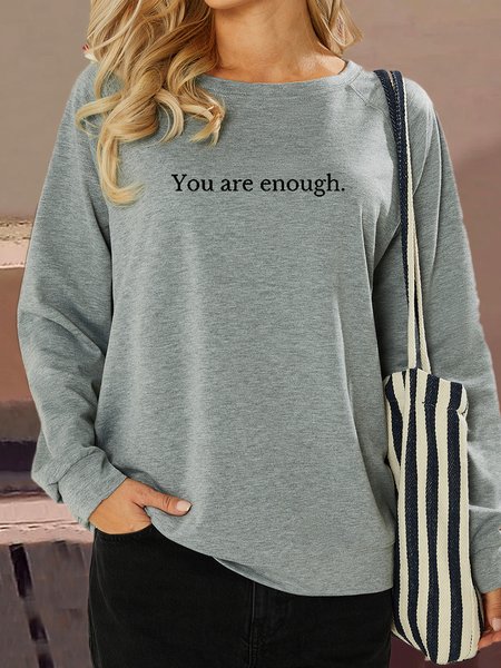 

Women's Dear Person Behind Me You Are Enough Love Awareness Peace Casual Crew Neck Sweatshirt, Gray, Hoodies&Sweatshirts