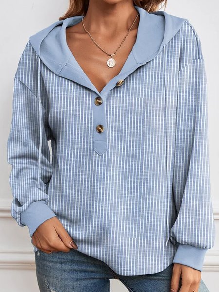 

Plus size Striped Hoodie Casual Loose Hoodie, Blue, Hoodies & Sweatshirts