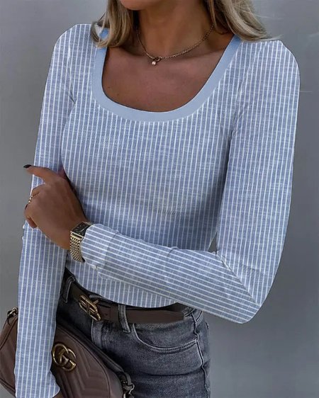 

Casual Striped Regular Fit Crew Neck T-Shirt, Stripe, T-Shirts