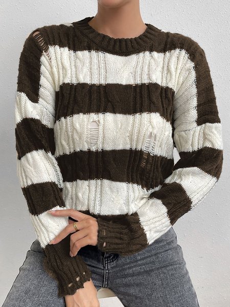

Casual Striped Sweater, Coffee, Sweaters