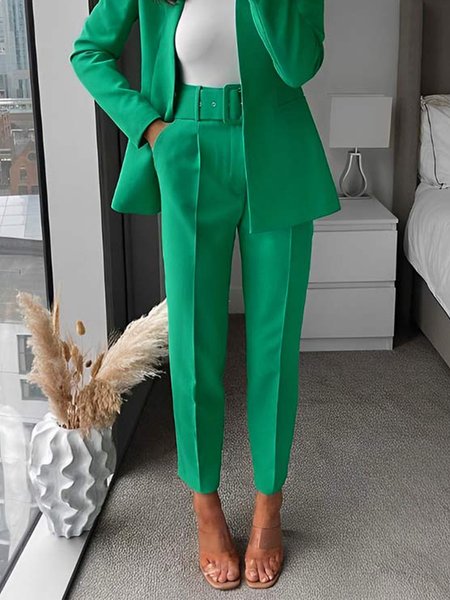 

Plain Regular Fit Urban Fashion Pants, Green, Pants