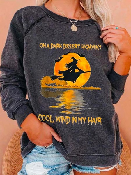 

Casual Halloween Loose Crew Neck Sweatshirt, Gray, Sweatshirts & Hoodies