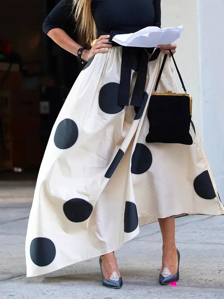 

Polka Dots Regular Fit Urban Maxi Skirt, As picture, Skirts