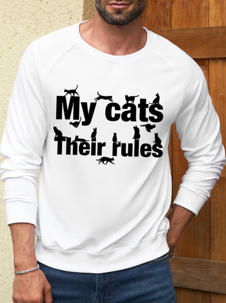 

Men's My Cats Their Rules Sweatshirt, White, Hoodies&Sweatshirts
