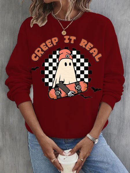 

Plaid Casual Crew Neck Sweatshirt, Wine red, Sweatshirts & Hoodies