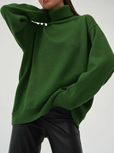 

Casual Plain Crew Neck Regular Fit Sweater, Darkgreen, Sweaters