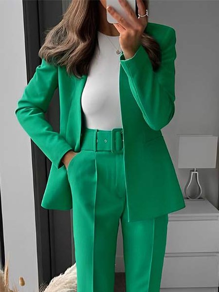 

Plain Urban Long Sleeve Regular Fit Blazer, Green, Blazers