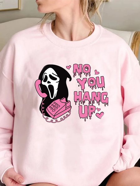 

Women's Casual Skull Alphabet Crewneck Sweatshirt Party Halloween Costume, Pink, Sweatshirts & Hoodies