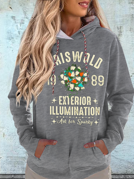 

Woman‘s Christmas Lettering Loose Hoodie Color Block Hoodie, Gray, Hoodies&Sweatshirts