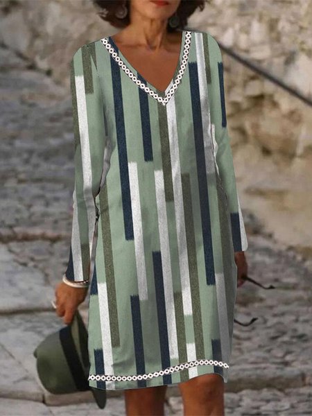 

Lace Edge Loose Casual Dress, Green, Dresses