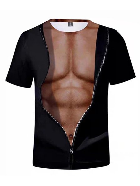 

Casual Regular Fit Printing Short Sleeve T-Shirt, Black, T-Shirts