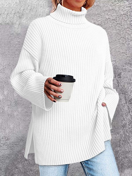 

Casual Plain Crew Neck Sweater, White, Sweaters