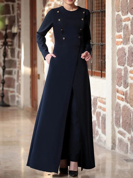 

Buckle Crew Neck Plain Party Wedding Dress, Purplish blue, Party Dresses