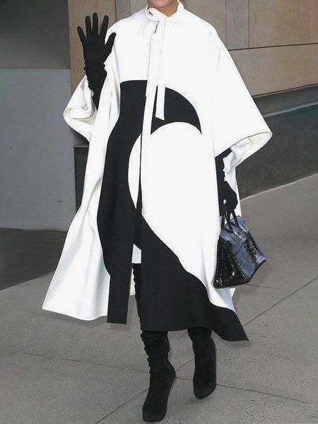 

Urban Jersey V Neck Contrast Stitching Kimono, Black-white, Blazers