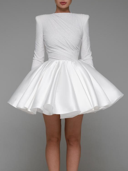 Elegant Regular Fit Party Dress, White, Mini Dresses