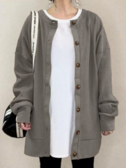 

Casual Regular Fit Plain Crew Neck Jacket, Coffee, Jackets