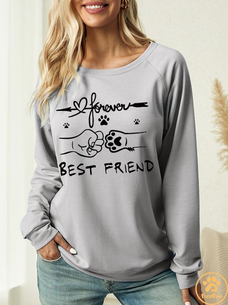 

Women’s Regular Fit Crew Neck Casual Sweatshirt Pet Matching Hoodie, Gray, Hoodies&Sweatshirts