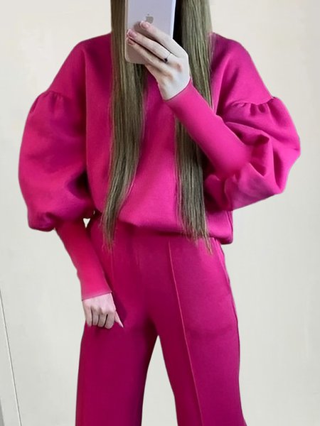 

Urban Plain Loose Long Sleeve Shirt, Deep pink, Blouses and Shirts