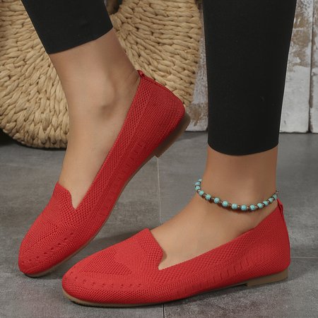 

Casual Mesh Fabric Plain All Season Shallow Shoes, Red, Flats & Loafers