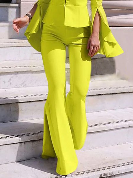 

Regular Fit Plain Elegant Fashion Pants, Yellow, Pants