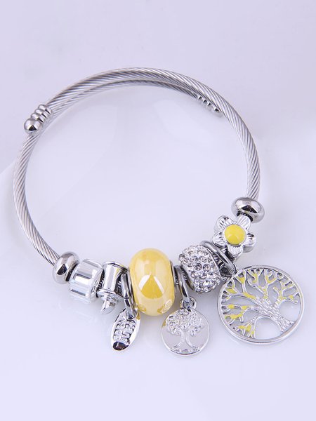 

Tree of Life Rhinestone Wire Adjustable Bracelet, Yellow, Bracelets