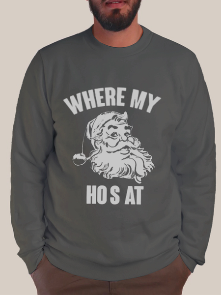 

Men's Vintage Distressed Christmas Graphic Print Long Sleeve Hoodie, Gray, Hoodies&Sweatshirts