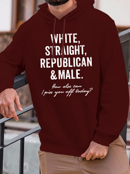 

Men's White Straight Republican Male How Else Can I Piss You Off Today Funny Graphic Print Loose Hoodie Casual Hoodie, Red, Hoodies&Sweatshirts