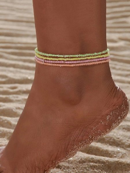 

Boho Luminous Beaded Layered Anklets, Color2, Anklets