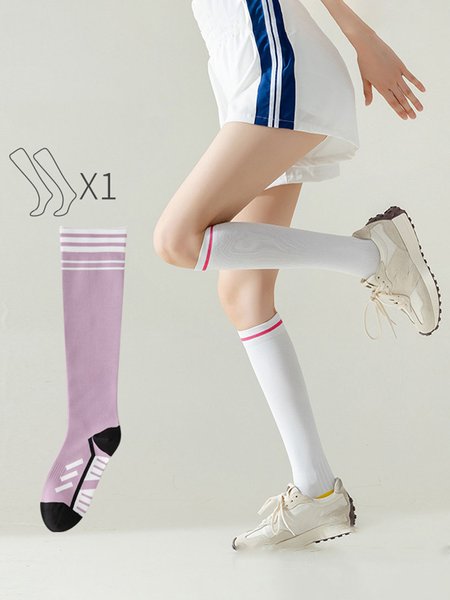 

Geometric Color Contrast Design Kinetic Compression Sports Socks, Purple, Socks