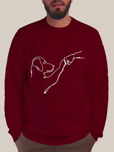 

Men’s Dog Fist Bump Casual Animal Crew Neck Sweatshirt, Red, Hoodies&Sweatshirts