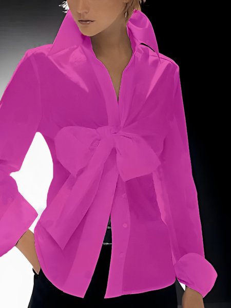 

Plus Size Long Sleeve Urban Regular Fit Blouse, Rose red, Plus Tops