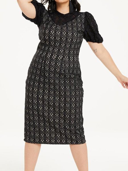 

Plus Size Regular Fit Others Elegant Dress With No, Black, Dresses