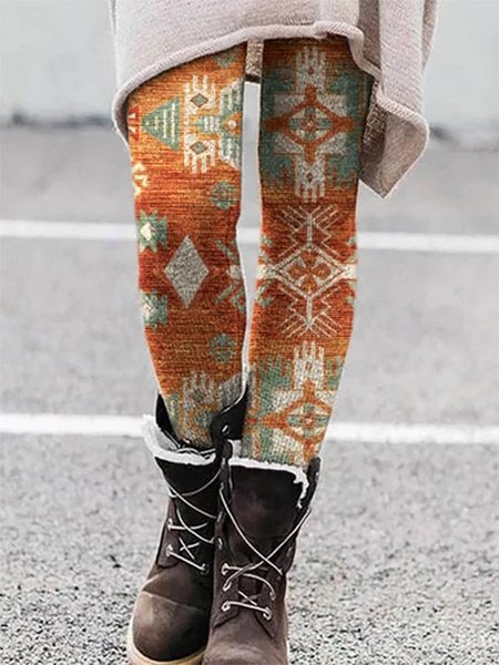 

Casual Ethnic Loose Legging, Orange, Leggings
