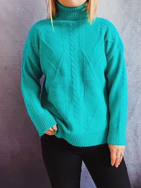 

Casual Plain Crew Neck Sweater, Lake blue, Sweaters