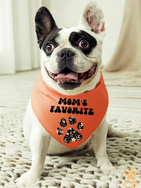 

Mom's Favorite Dog Print Bib, Orange, Pet Bandanas